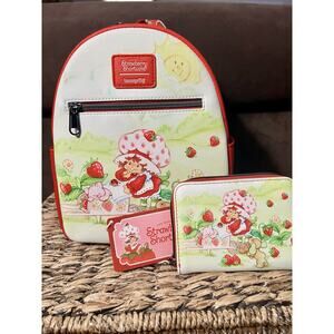 Loungefly Strawberry Shortcake Gardening Mini Backpack Wallet Set